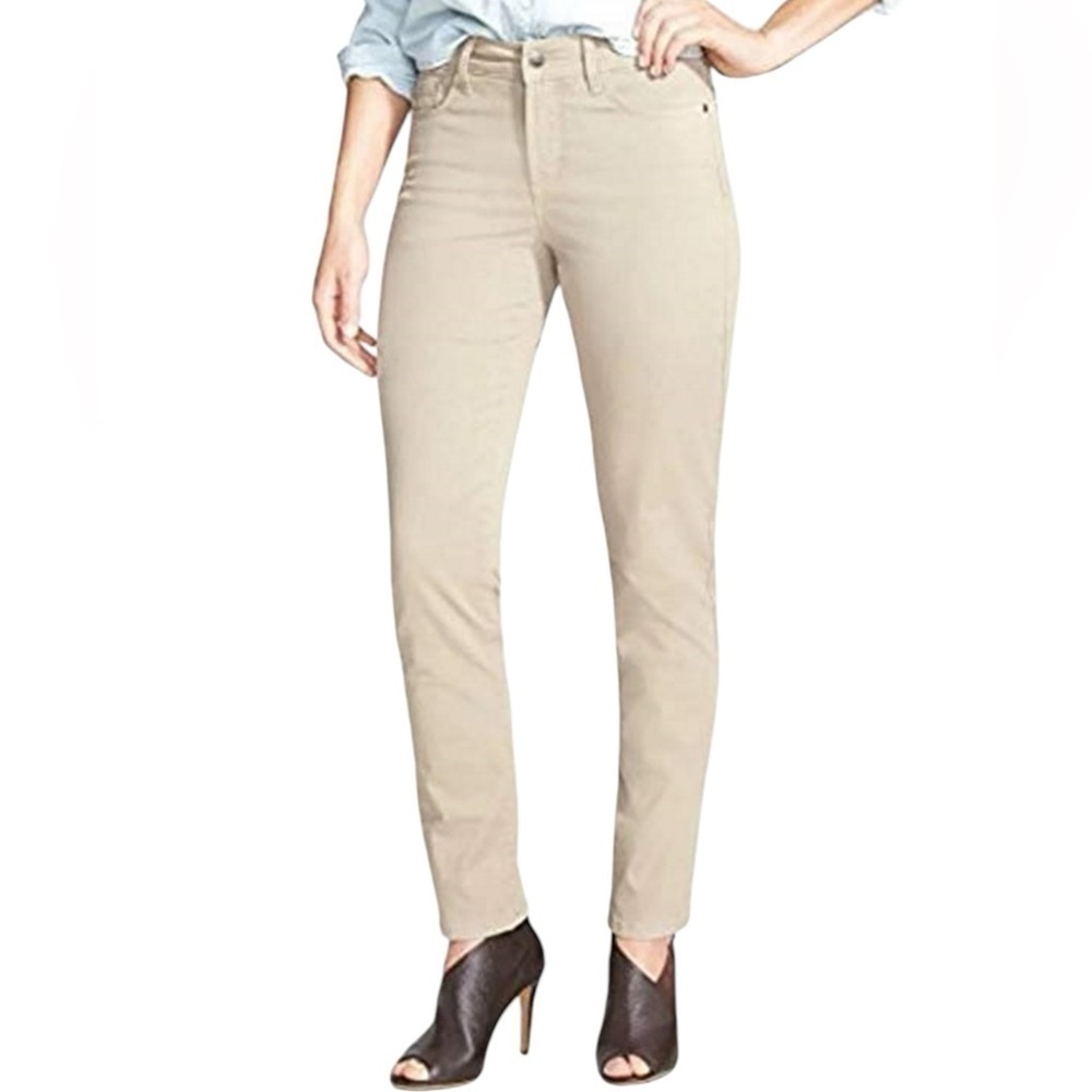 NYDJ Samantha Slim Straight Leg Denim Jeans Hayseed Khaki Women Size 14 …